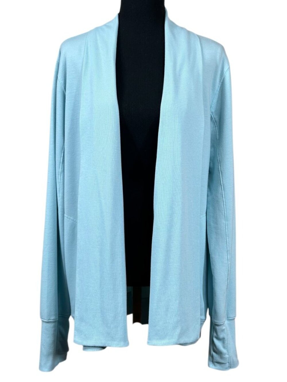 Tek Gear Blue French Terry Open Front Wrap Cardigan Size L